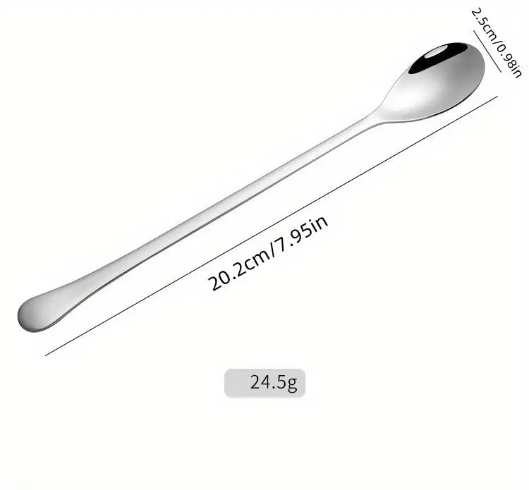 5 Stainless Steel Coffee and Espresso Spoons with Long Handle