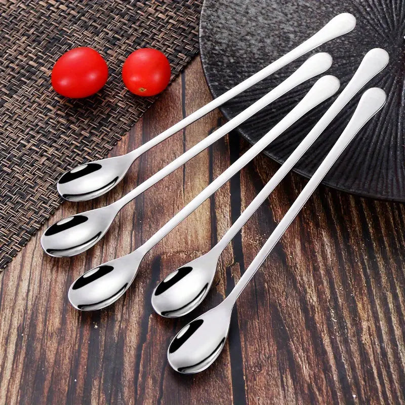 5 Stainless Steel Coffee and Espresso Spoons with Long Handle